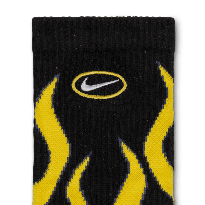 Everyday Plus Cushioned Crew Socks (1 Pair) 'Yellow Flames'