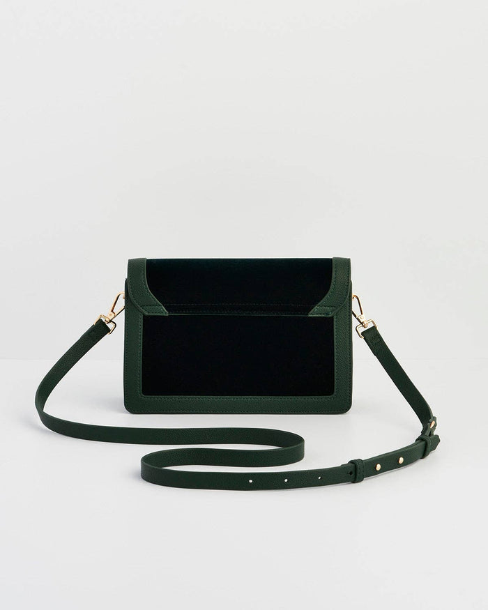 Fawn Embroidered Green Crossbody Bag