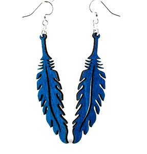 Boho feather earrings with fine barb detail, eco-friendly jewelry made in USA