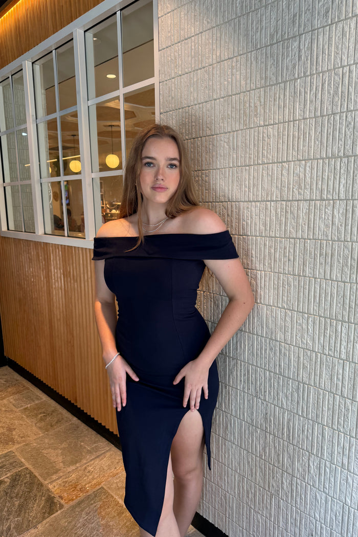 Femme Fatale Dress - Navy - Runway Goddess