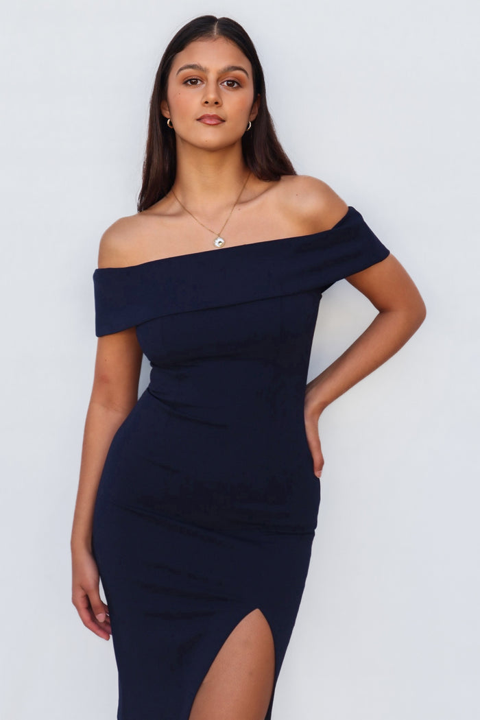 Femme Fatale Dress - Navy - Runway Goddess