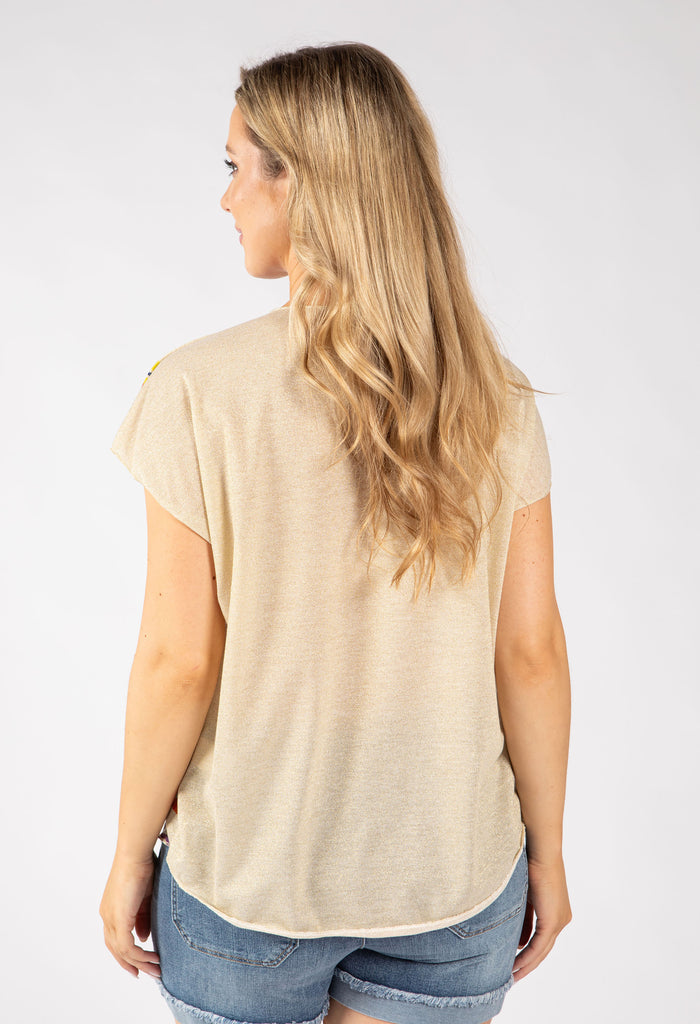 Fish Print Lurex Knit Top