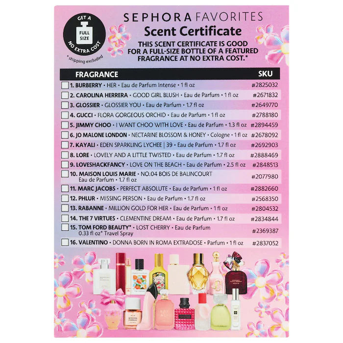 Sephora Favorites set de perfumes en muestra con voucher canjeable
