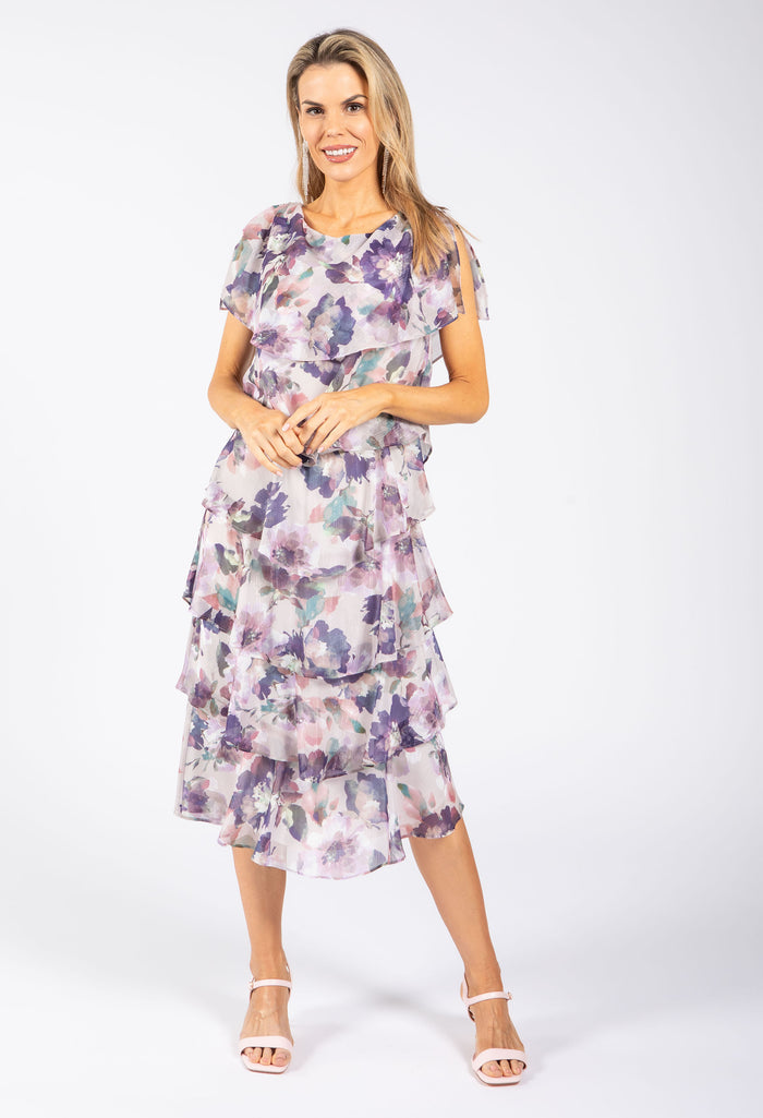 Floral Chiffon Midi Dress