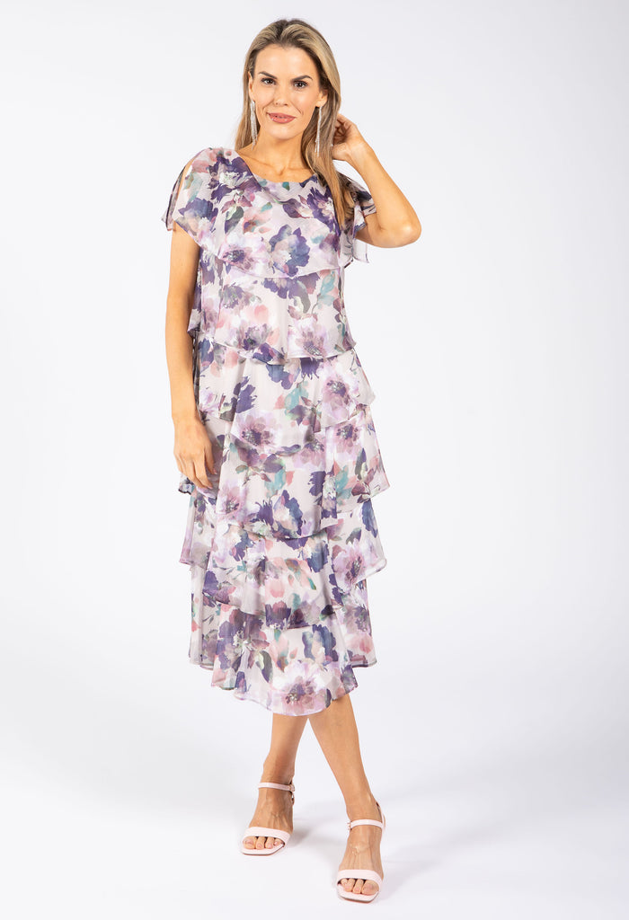 Floral Chiffon Midi Dress