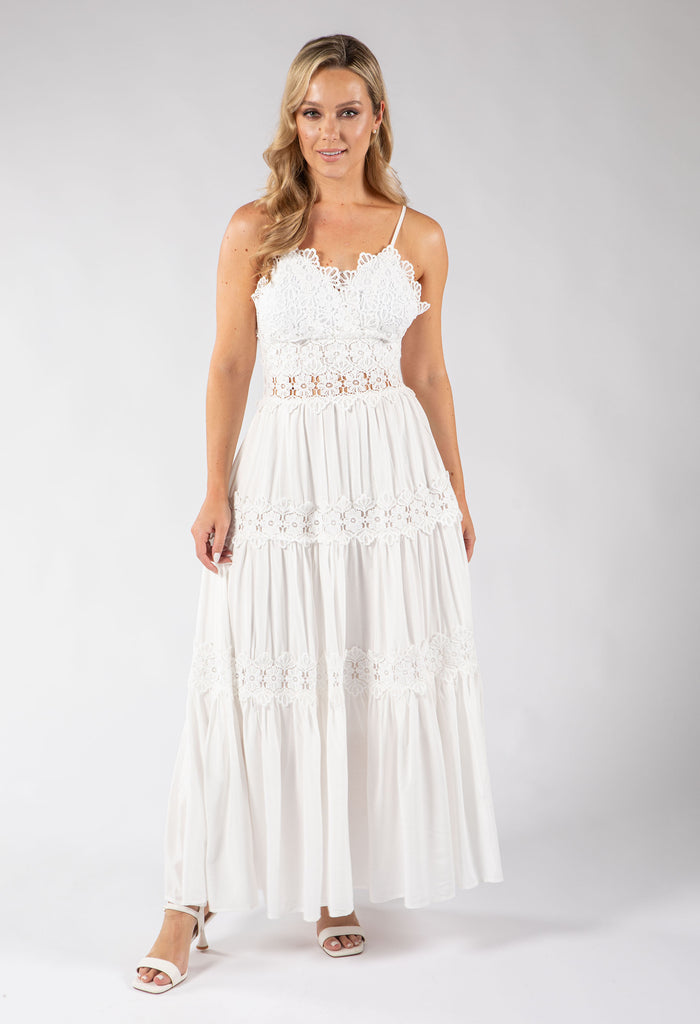 Floral Lace Wrap Maxi Dress