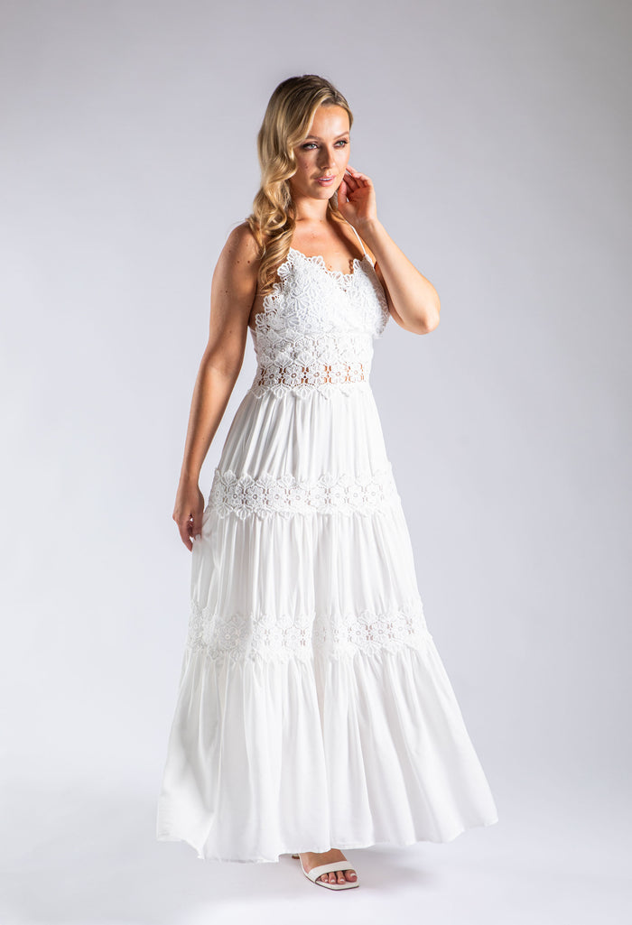 Floral Lace Wrap Maxi Dress
