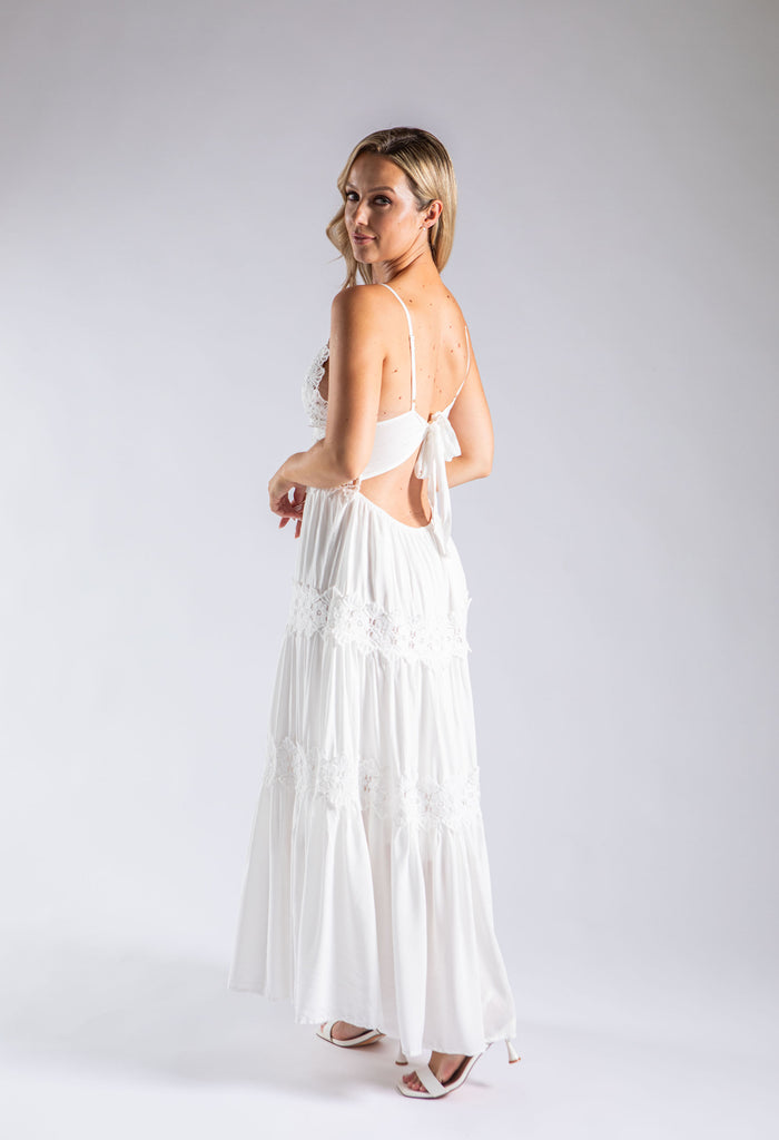 Floral Lace Wrap Maxi Dress