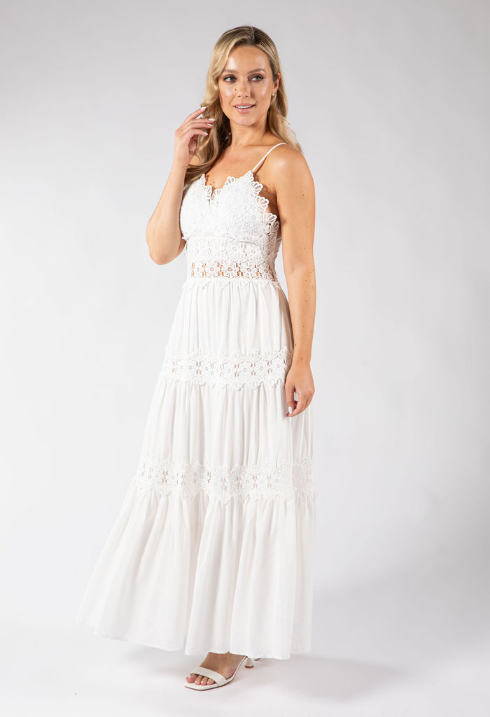 Floral Lace Wrap Maxi Dress