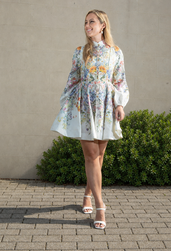 Floral Print Belted Short Dress