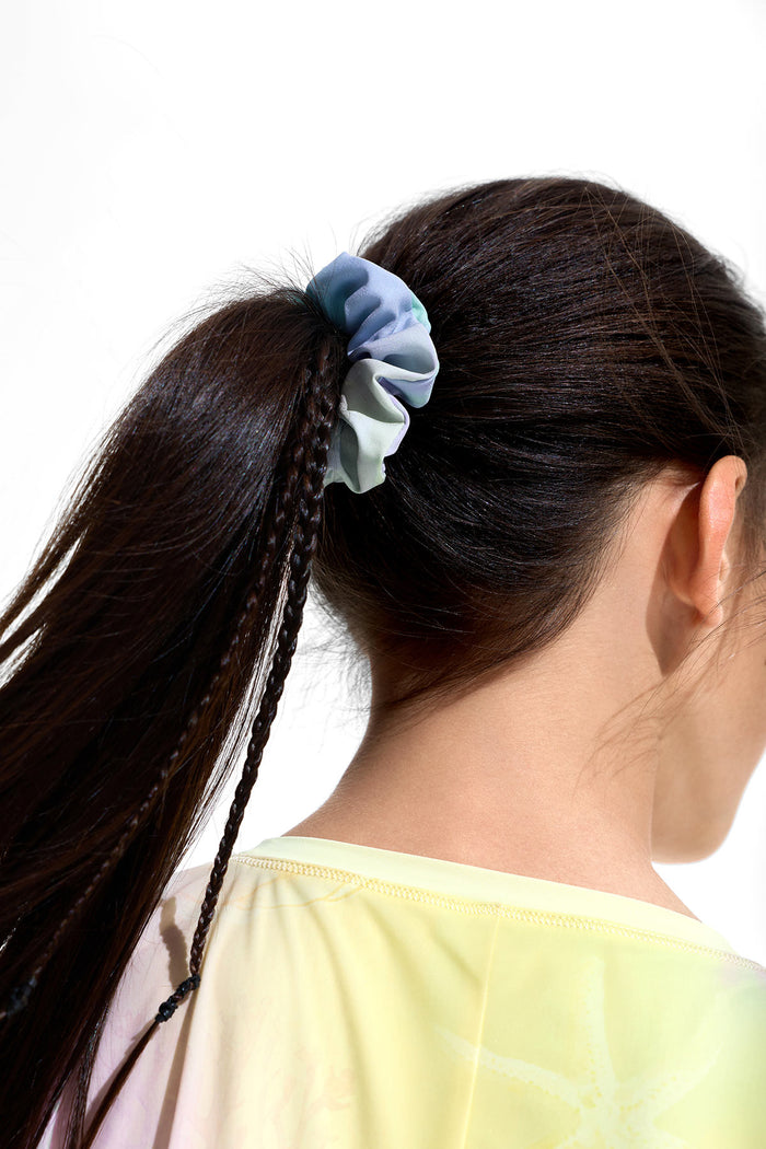 Stretchand Printed Scrunchie **Color Coral Yellow Purple**