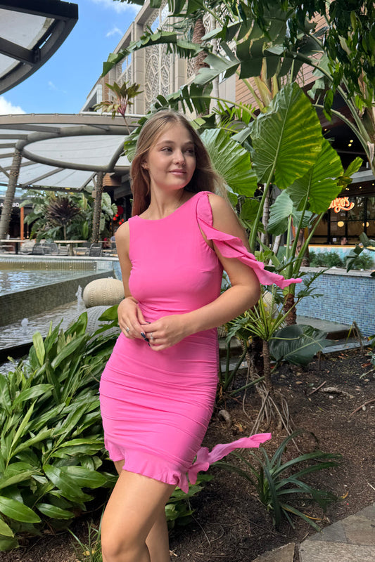 Florella Mini Dress - Hot Pink - Runway Goddess