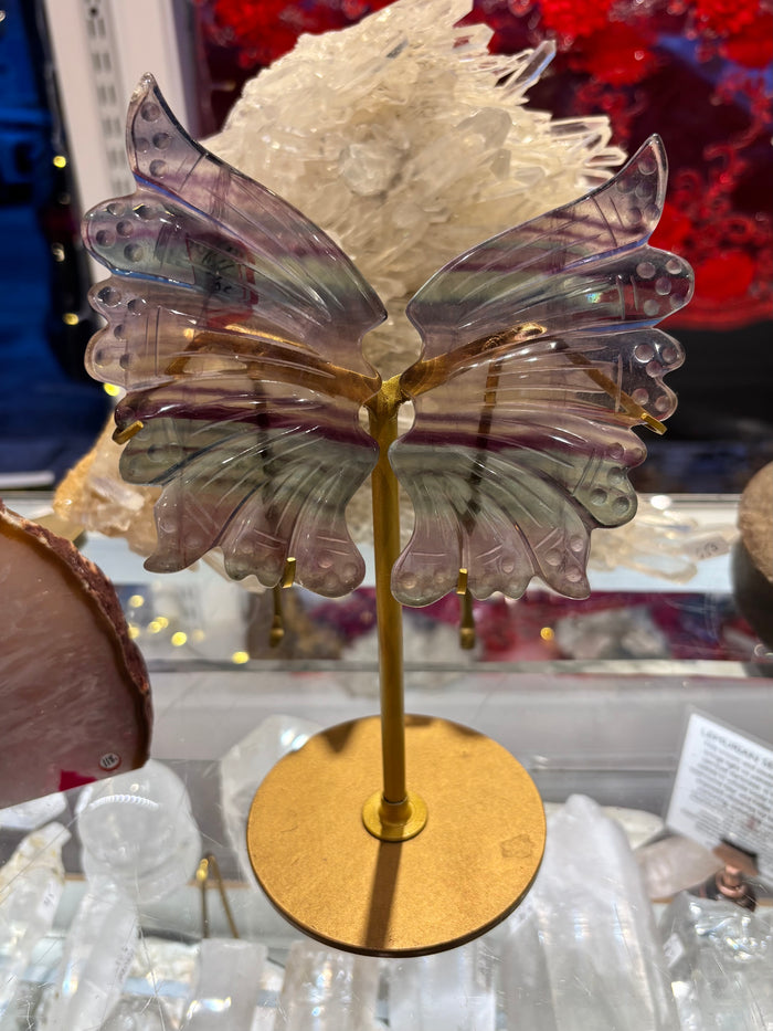 Fluorite Butterfly Wings with Stand