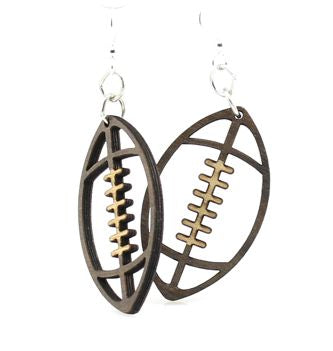 Football earrings with laces and stitching, eco-friendly jewelry made in USA
