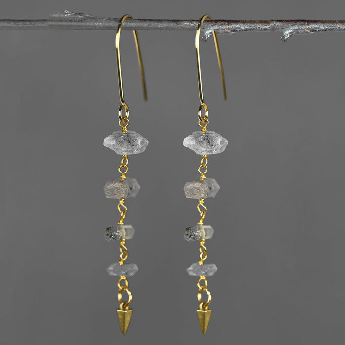Four Herkimer Diamonds w/ Cast Cone Drop Earrings