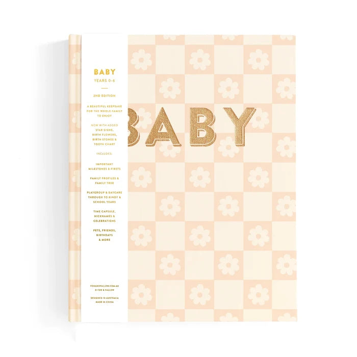 Fox & Fallow Baby Record Book - Pink Daisy Grid