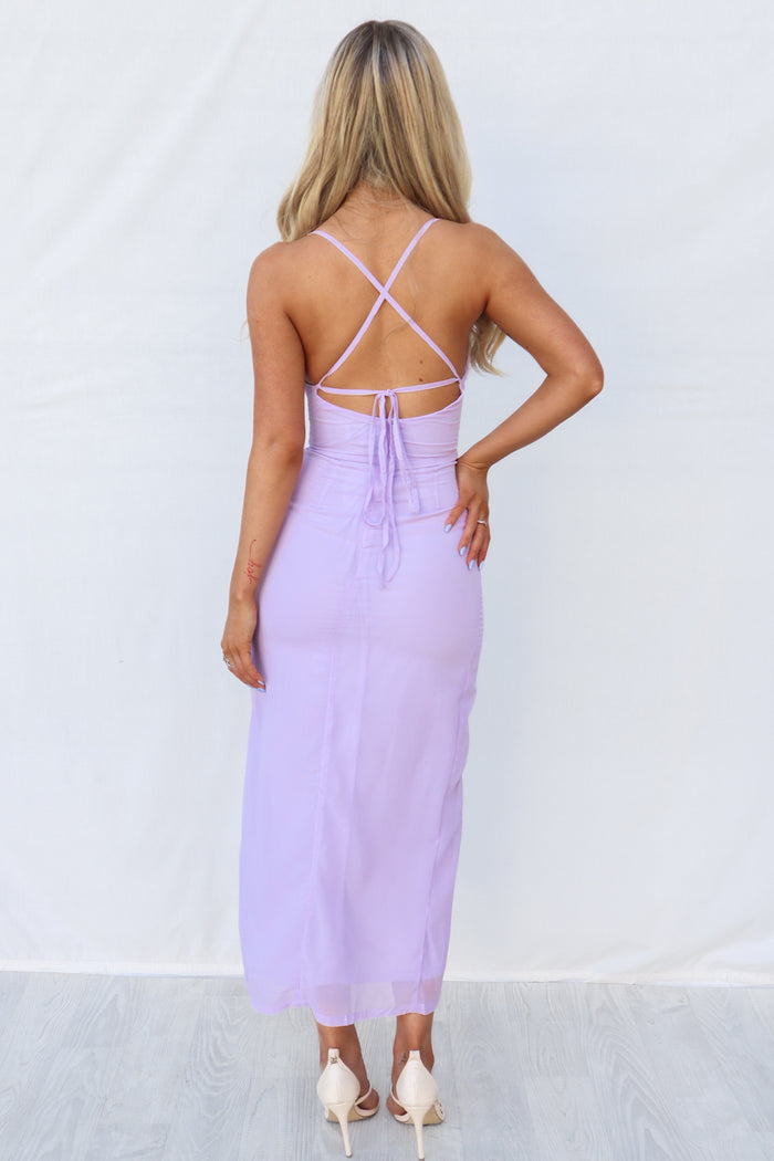 Frost Midi Dress - Lilac - Runway Goddess