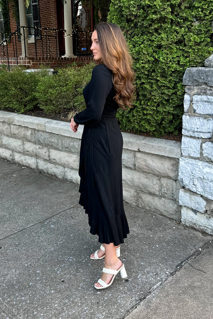 Gabriella Wrap Maxi Dress in Black (FINAL SALE)