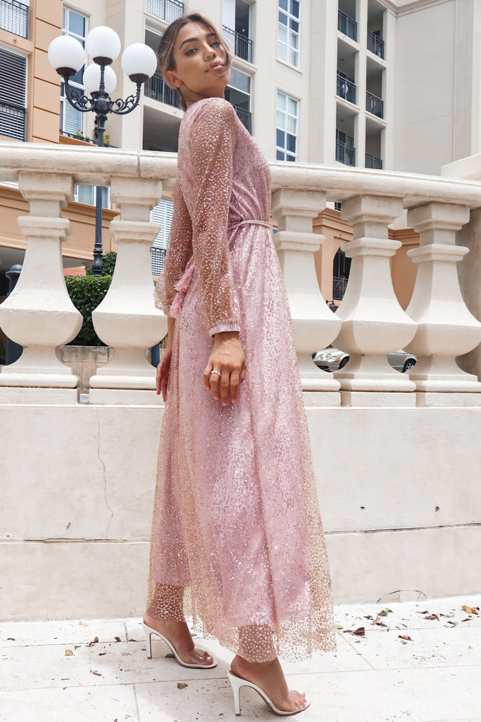 Gabrielle Glitter Gown - Blush Pink - Runway Goddess
