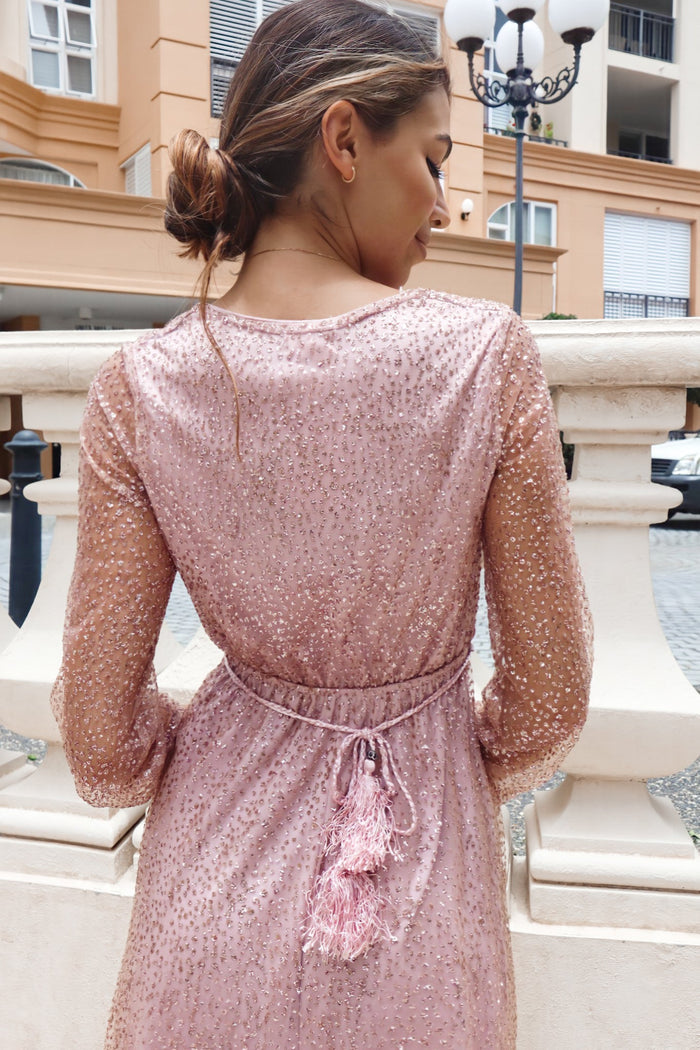Gabrielle Glitter Gown - Blush Pink - Runway Goddess