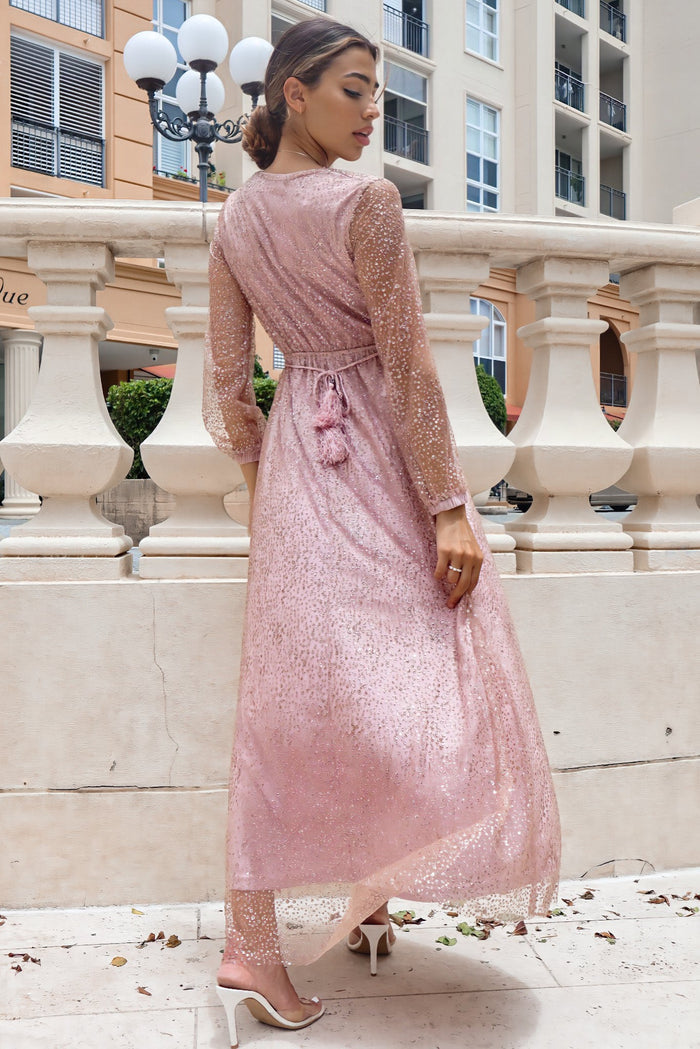 Gabrielle Glitter Gown - Blush Pink - Runway Goddess