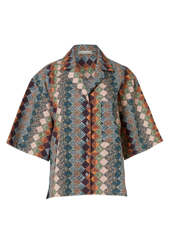 Shirts Stefania Frangista Gaia Crop Shirt Patchwork Apoella