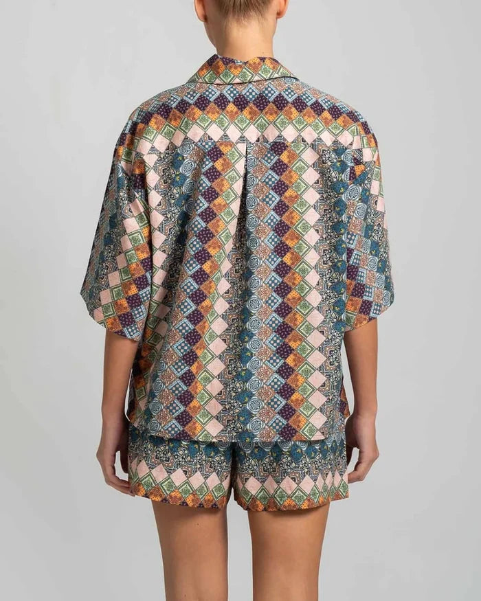 Shirts Stefania Frangista Gaia Crop Shirt Patchwork Apoella