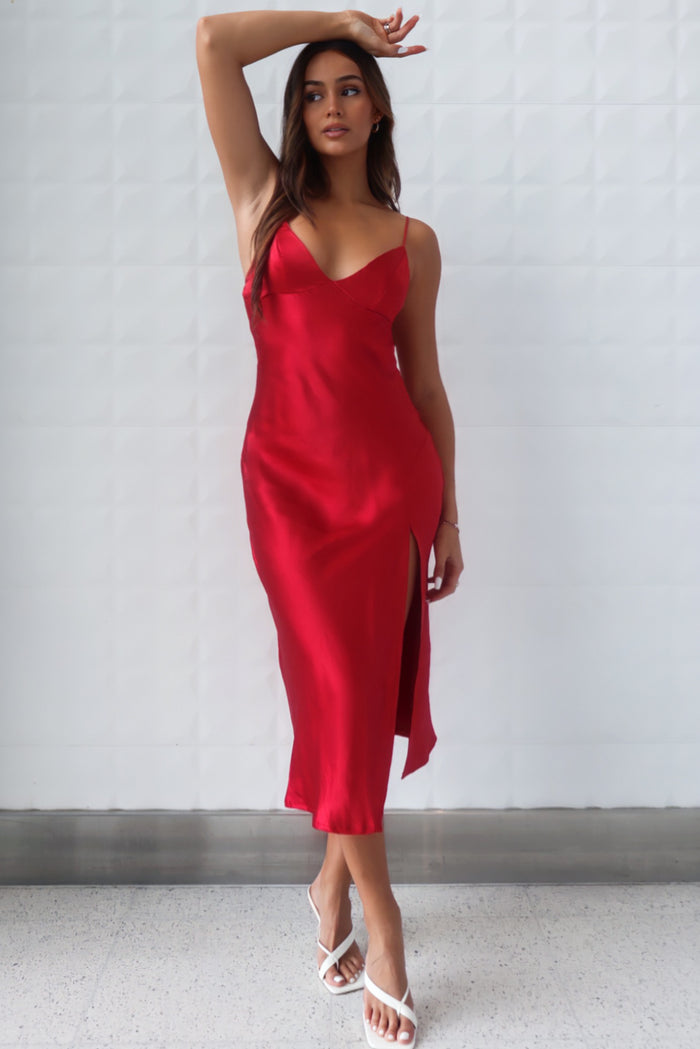 Geneveive Midi Dress - Wine Red - Runway Goddess