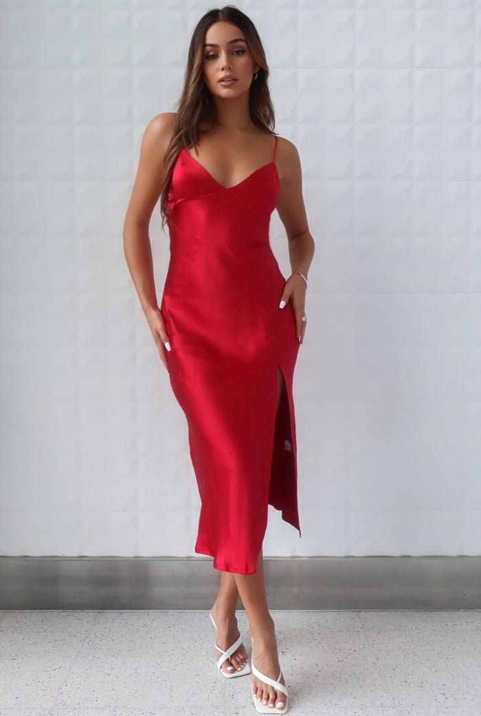 Geneveive Midi Dress - Wine Red - Runway Goddess