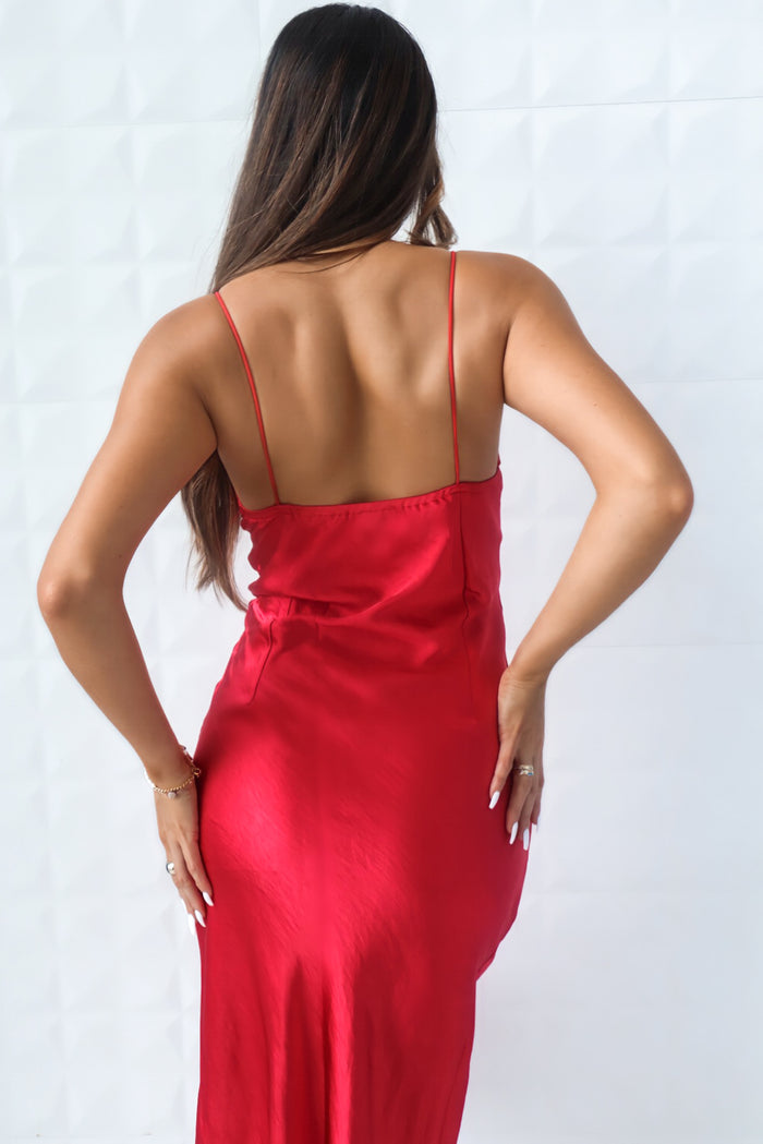 Geneveive Midi Dress - Wine Red - Runway Goddess
