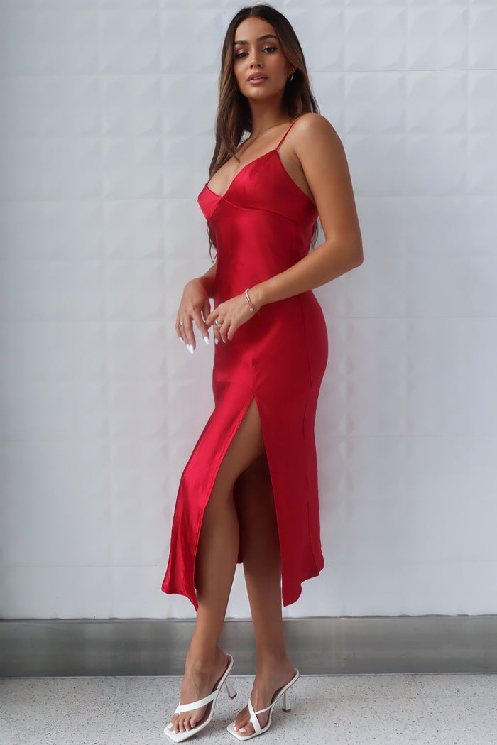 Geneveive Midi Dress - Wine Red - Runway Goddess