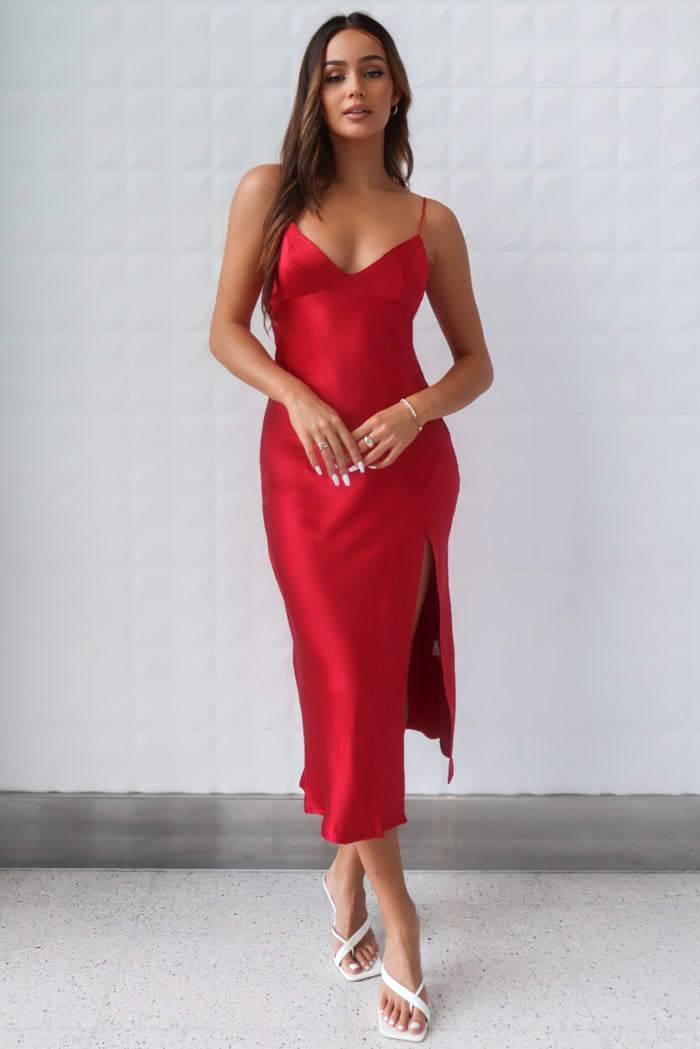 Geneveive Midi Dress - Wine Red - Runway Goddess