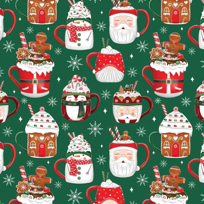 Gift Wrap - Cocoa Christmas Green - Recycled Fiber