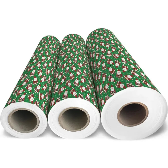 Gift Wrap - Sparkling Santa Green - Recycled Fiber