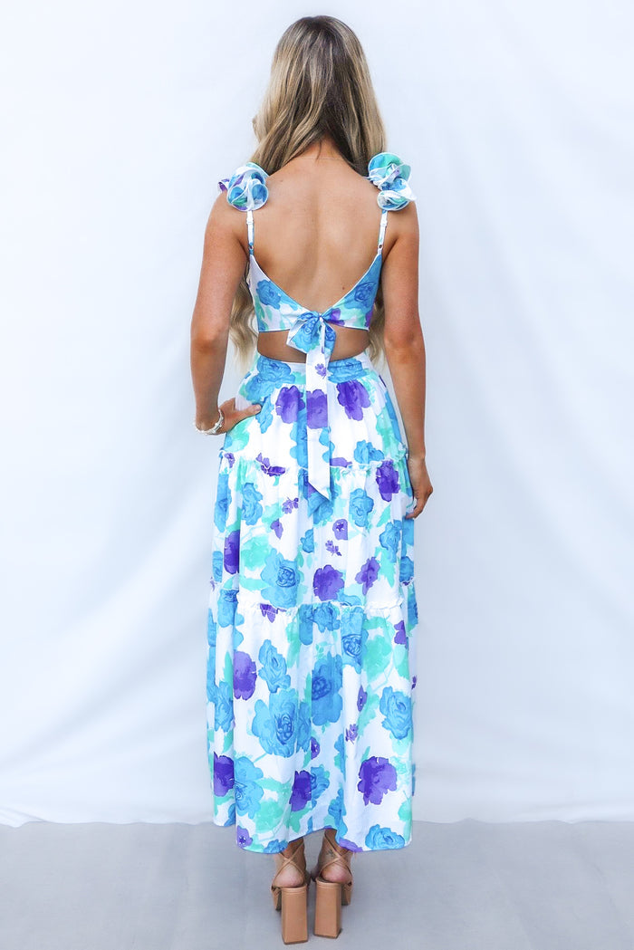 Giselle Maxi Dress - Blue Floral - Runway Goddess