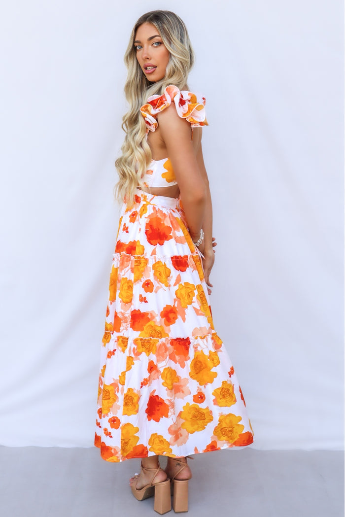 Giselle Maxi Dress - Orange Floral - Runway Goddess