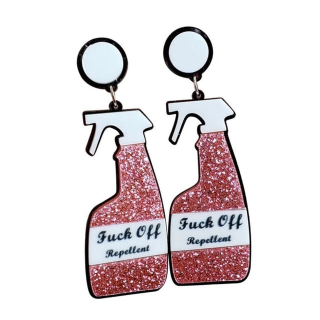 Glitter Repellent Spray & Champagne Bottle Drop Earrings