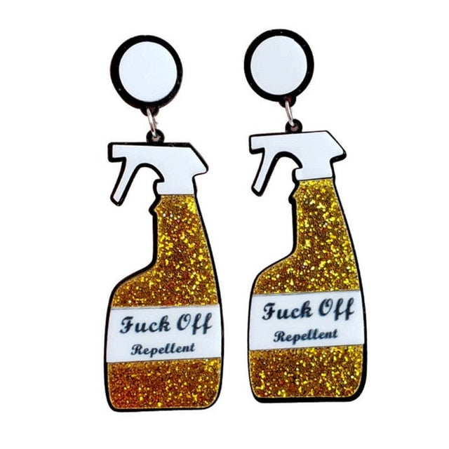 Glitter Repellent Spray & Champagne Bottle Drop Earrings