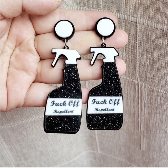 Glitter Repellent Spray & Champagne Bottle Drop Earrings