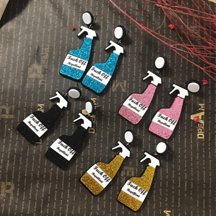 Glitter Repellent Spray & Champagne Bottle Drop Earrings