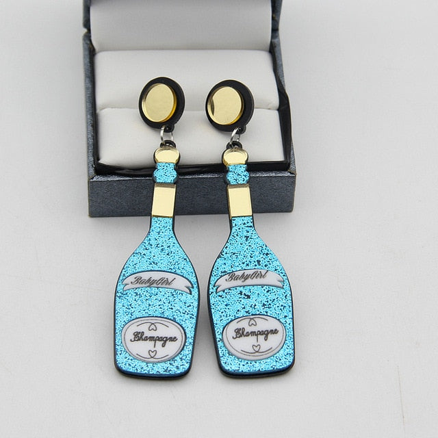 Glitter Repellent Spray & Champagne Bottle Drop Earrings