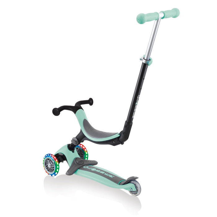 Globber GO UP Fold Plus Convertible Scooter with Light Up Wheels - Mint