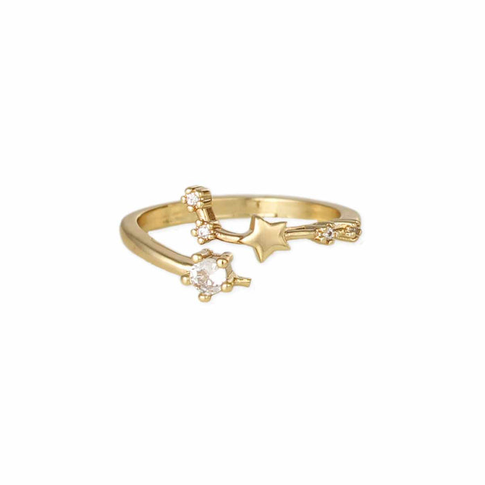 Gold Crystal Cancer Constellation Ring
