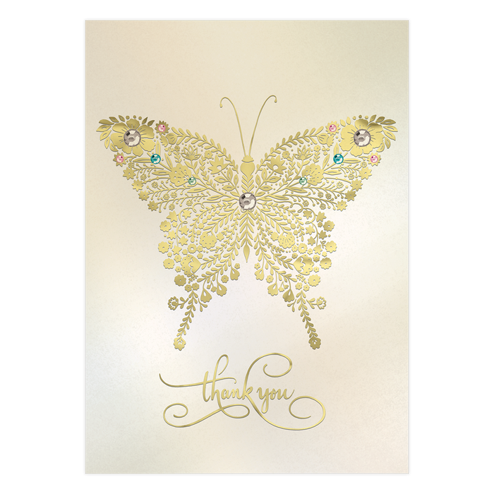 Golden Butterfly Thank You Card