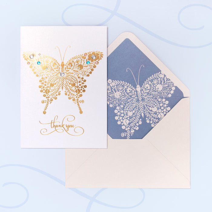 Golden Butterfly Thank You Card