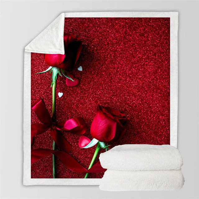 Gorgeous Colourful Roses Sherpa 3D Throw Blankets