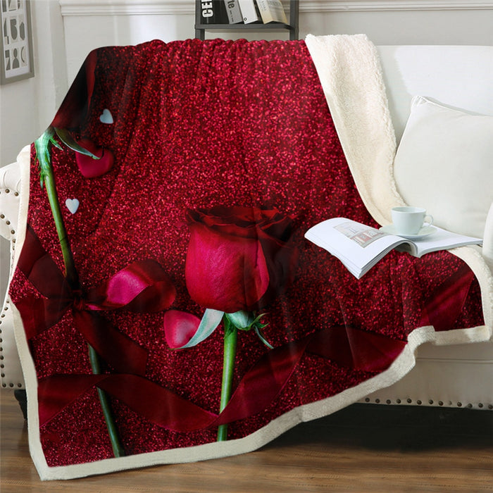 Gorgeous Colourful Roses Sherpa 3D Throw Blankets