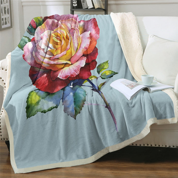 Gorgeous Colourful Roses Sherpa 3D Throw Blankets
