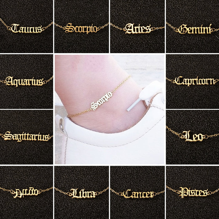 Gorgeous Zodiac Sign Ankle Bracelets - Stainless Steel - 12 Constellations