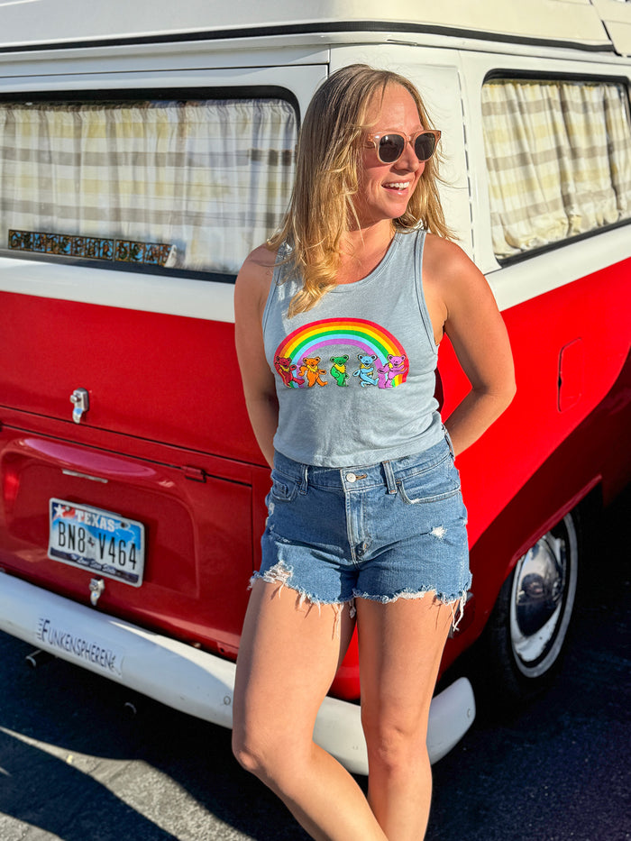 Grateful Dead Rainbow Bears Muscle Crop Tank
